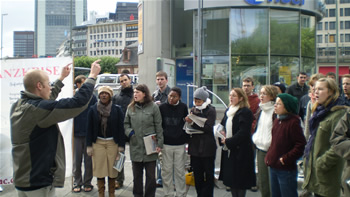 69. LYM chorus in an outdoor mall, from  the conductor's right