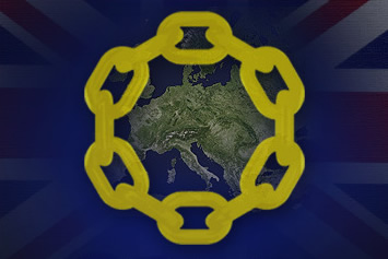 Union Jack gold chain around Europe