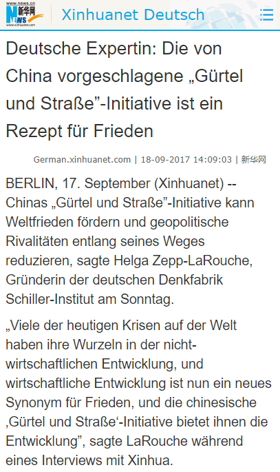 article in Xinhua's German website
