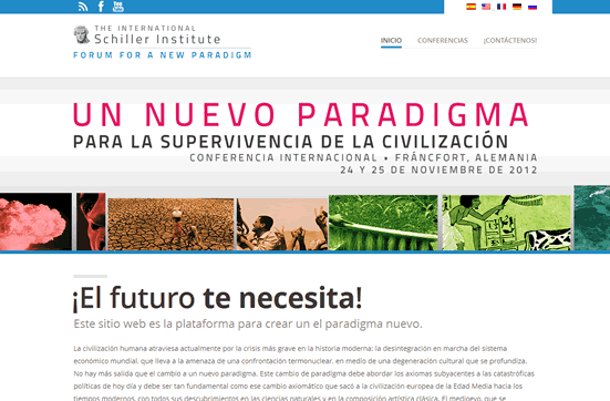 Nuevo sítio de internet: Foro para un nuevo paradigma, que contiene la conferencia, "Un nuevo Paradigma para la Supervivencia de la Civilización": Conferencia Internacional del Instituto Schiller, 24 y 25 de noviembre de 2012